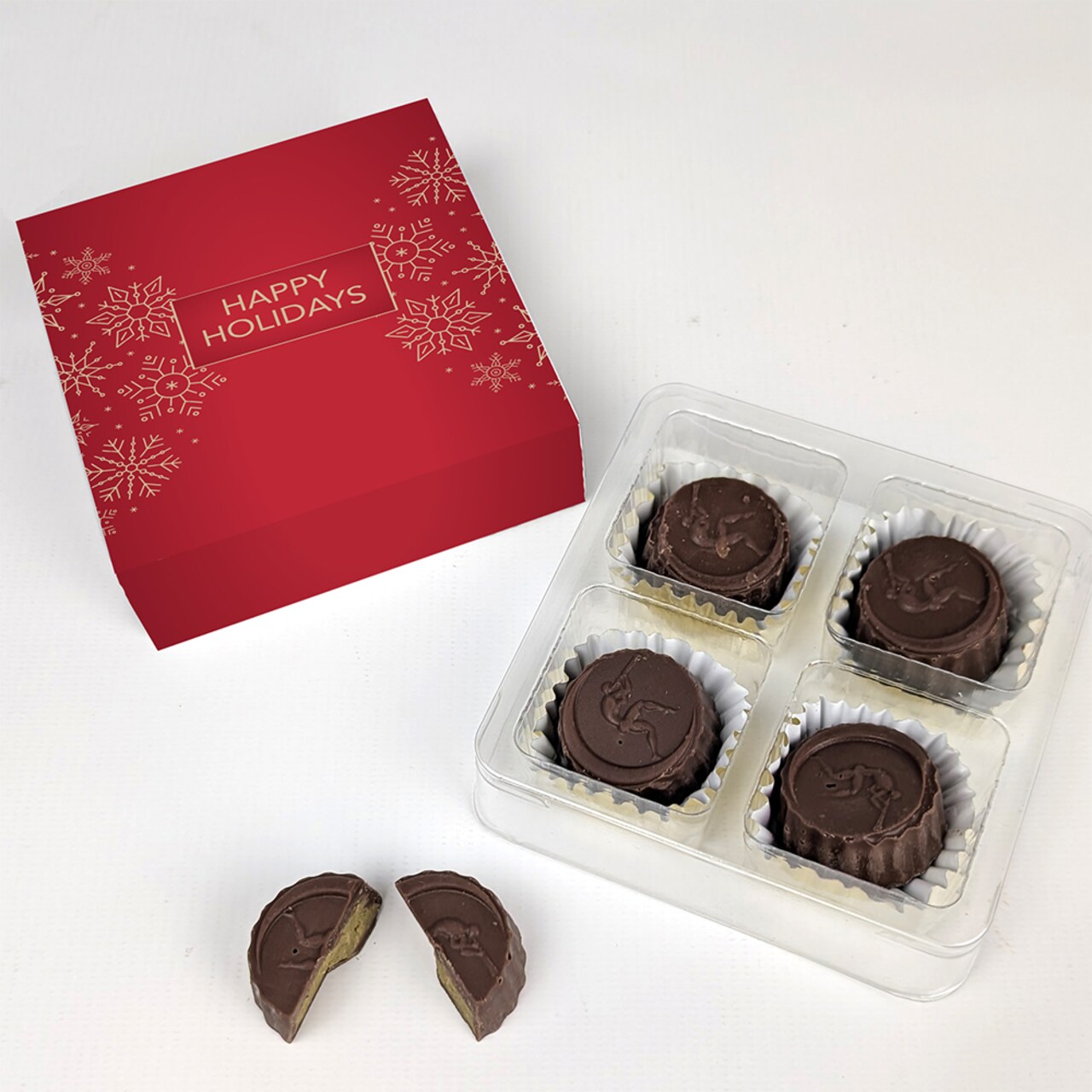 Happy Holidays Candy Favor Box With Dubai Milk Chocolate Truffles For Party Favors, Holiday Gifting, Festive Event Giveaways & More - Snowflakes